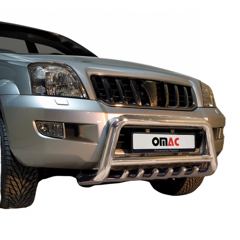 Frontbügel Frontschutzbügel für Toyota Land Cruiser 120 2003-09 ABE Stahl Silber