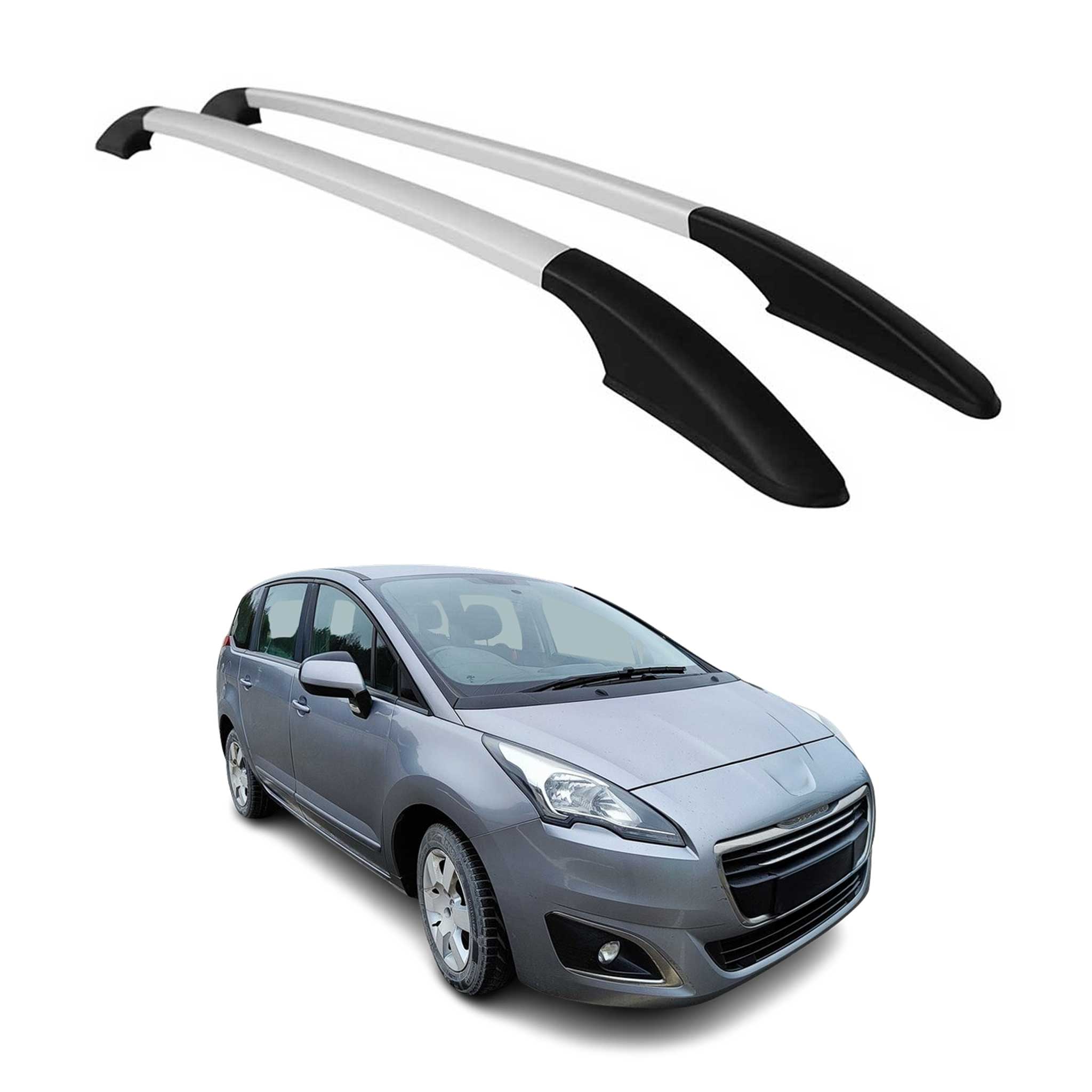 Aluminium Dachreling Relingträger für Peugeot 5008 2009-2017 Silber 2x