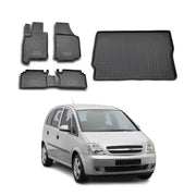 Fußmatten & Kofferraumwanne Set für Opel Meriva 2003-2009 Gummi TPE Schwarz 5x
