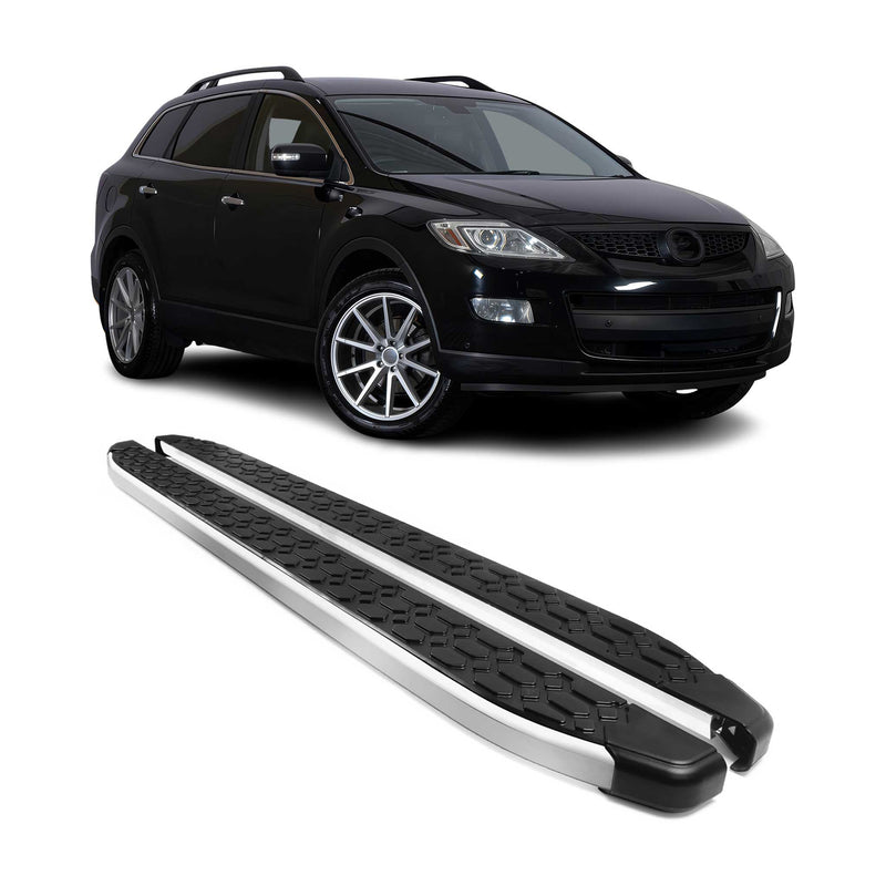 Alu Trittbretter Seitenschweller für Mazda CX-9 2010-2015 Schwarz Silber 2tlg