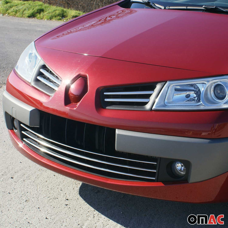 Kühlergrill Leisten Grillleisten für Renault Megane 2006-2010 Chrom Silber 4x