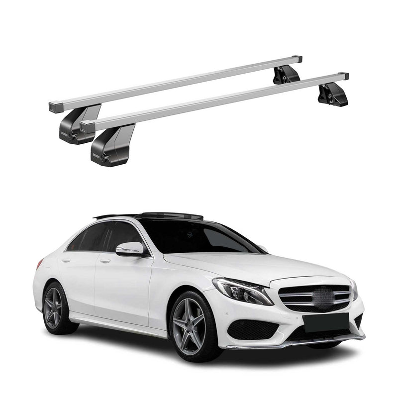 Menabo Dachträger für Mercedes C Klasse W205 Limo 2014-2021 75kg Stahl Silber 2x