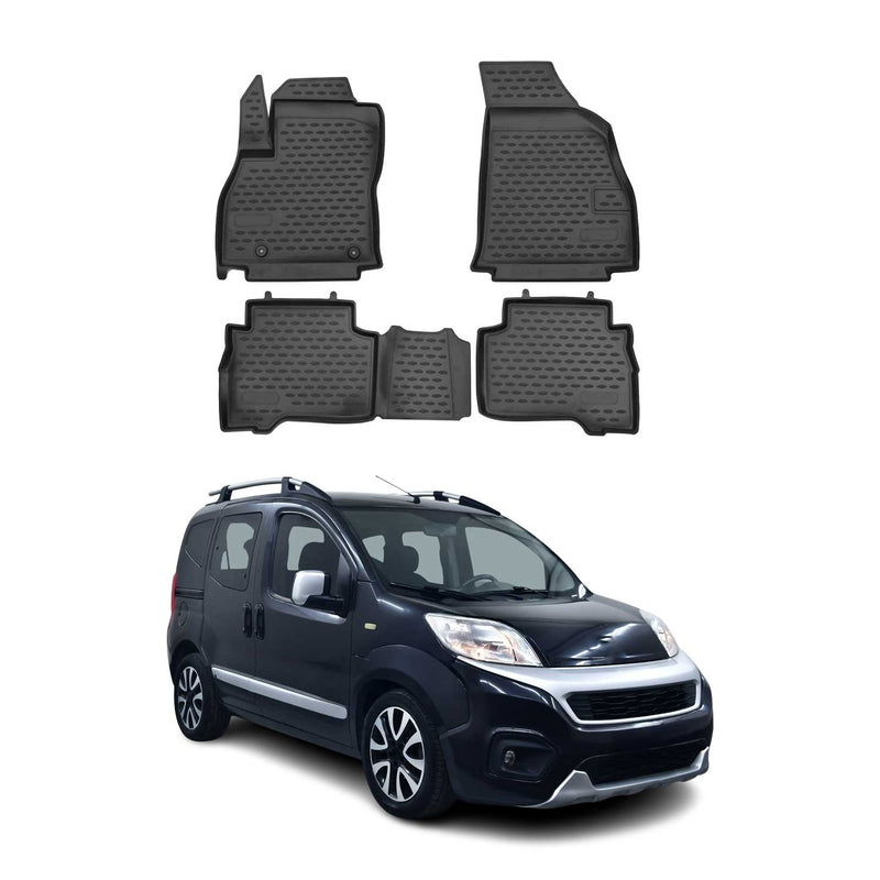 OMAC Gummimatten Fußmatten für Fiat Fiorino Qubo 2008-2021 TPE Matten Schwarz 4x