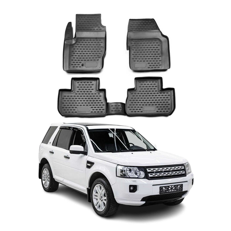 OMAC Gummimatten Fußmatten für Land Rover Freelander 2006-2012 TPE Schwarz 4x