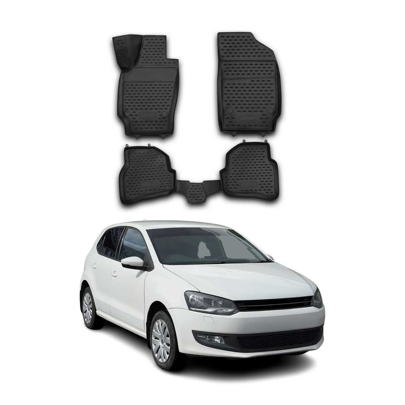 Gummimatten Fußmatten für VW Polo 6R 6C 2009-2017 TPE Automatten Schwarz 4x