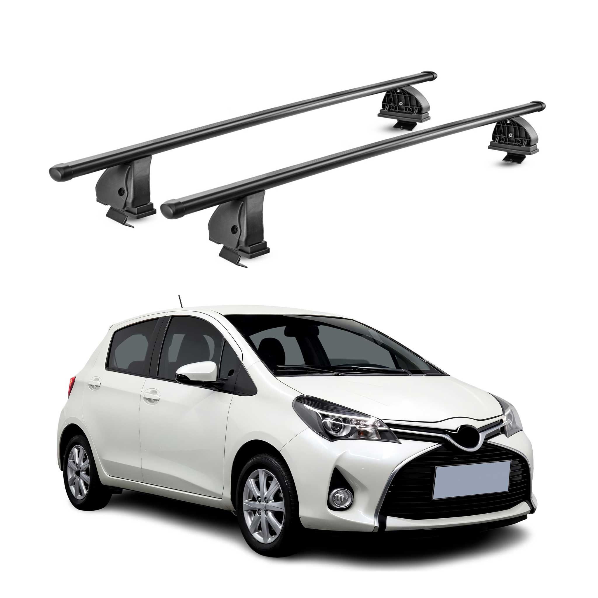 Stahl Dachträger für Toyota Yaris III Schrägheck 2012-2019 TÜV 75 kg 2x Schwarz