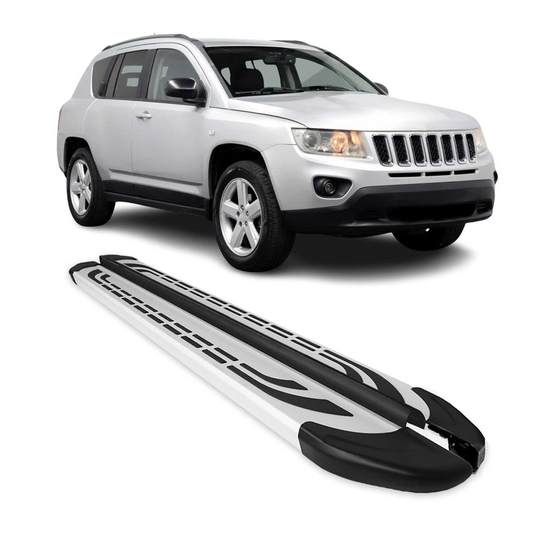 Trittbretter Seitenschweller Seitenbretter für Jeep Compass 2011-2017 Alu Grau