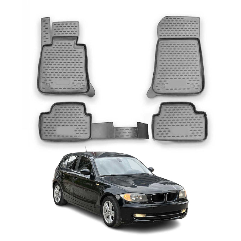 OMAC Gummimatten Fußmatten für BMW 1er E87 2004-2011 TPE Automatten Grau 4x