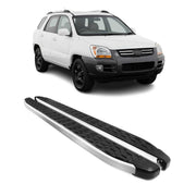 Alu Trittbretter Seitenschweller für Kia Sportage II 2005-2010 Schwarz Silber 2x