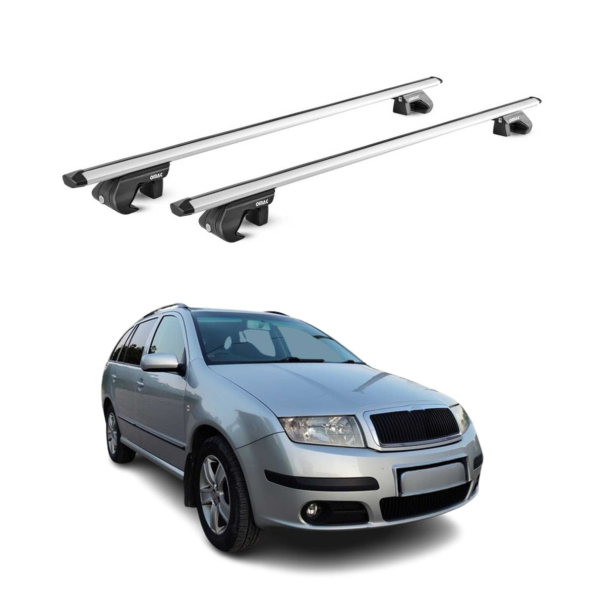 Dachträger Grundtäger für Skoda Fabia Kombi 1999-2021 5 tür 90kg Alu Grau 2x ABE