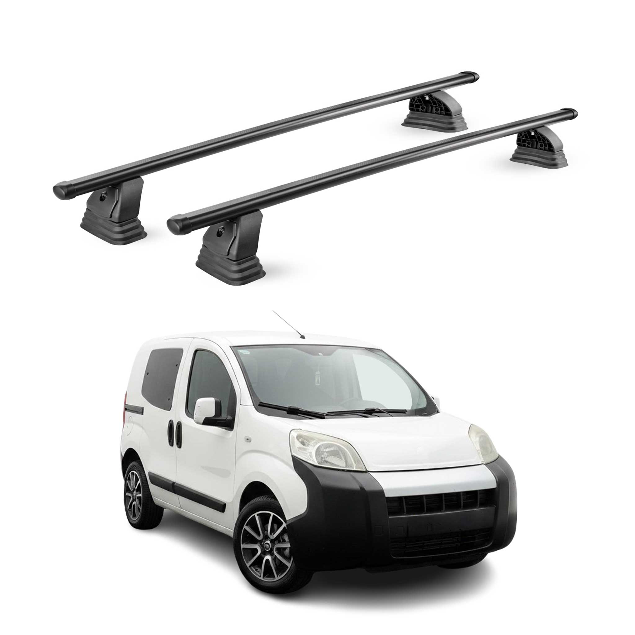 Stahl Dachträger für Fiat Qubo 2008-2020 TÜV Abschließbar 75 kg 2tlg Schwarz
