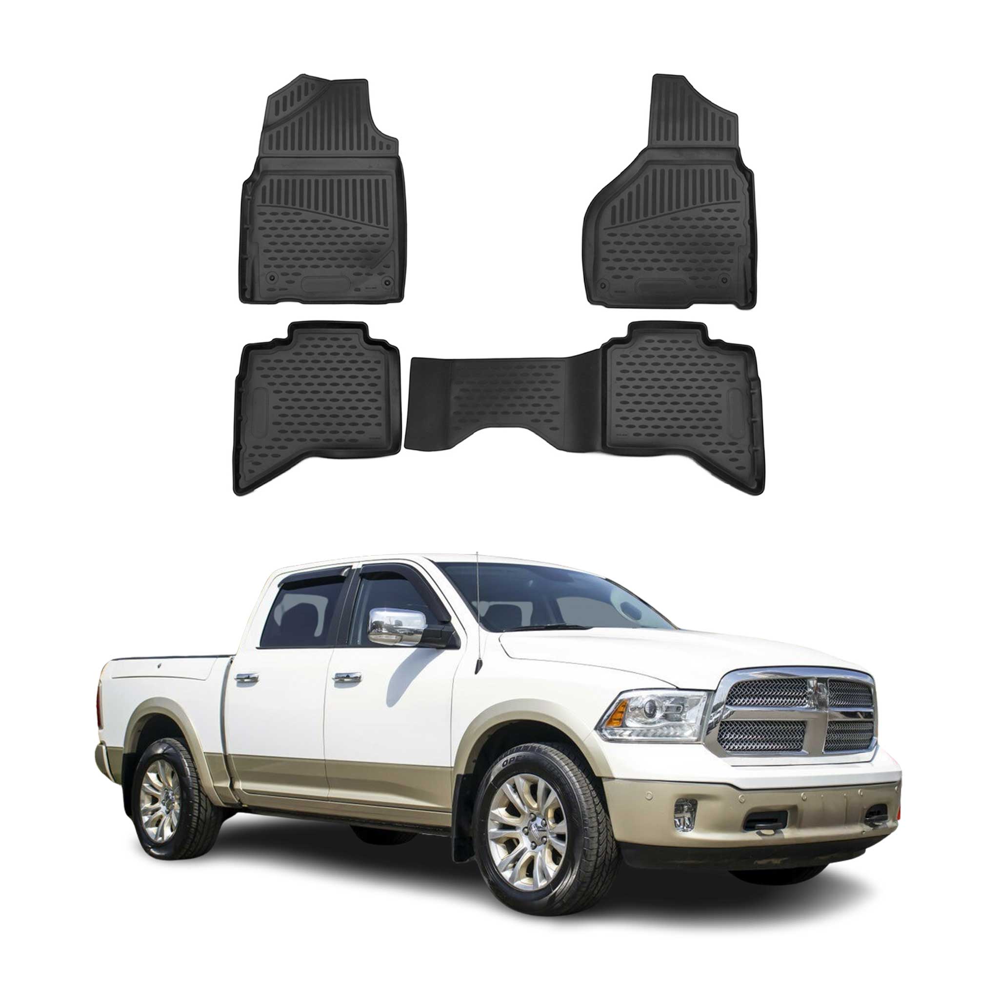 OMAC Gummimatten Fußmatten für Dodge RAM 1500 2500 3500 Quad Cab 2012-2018 4x