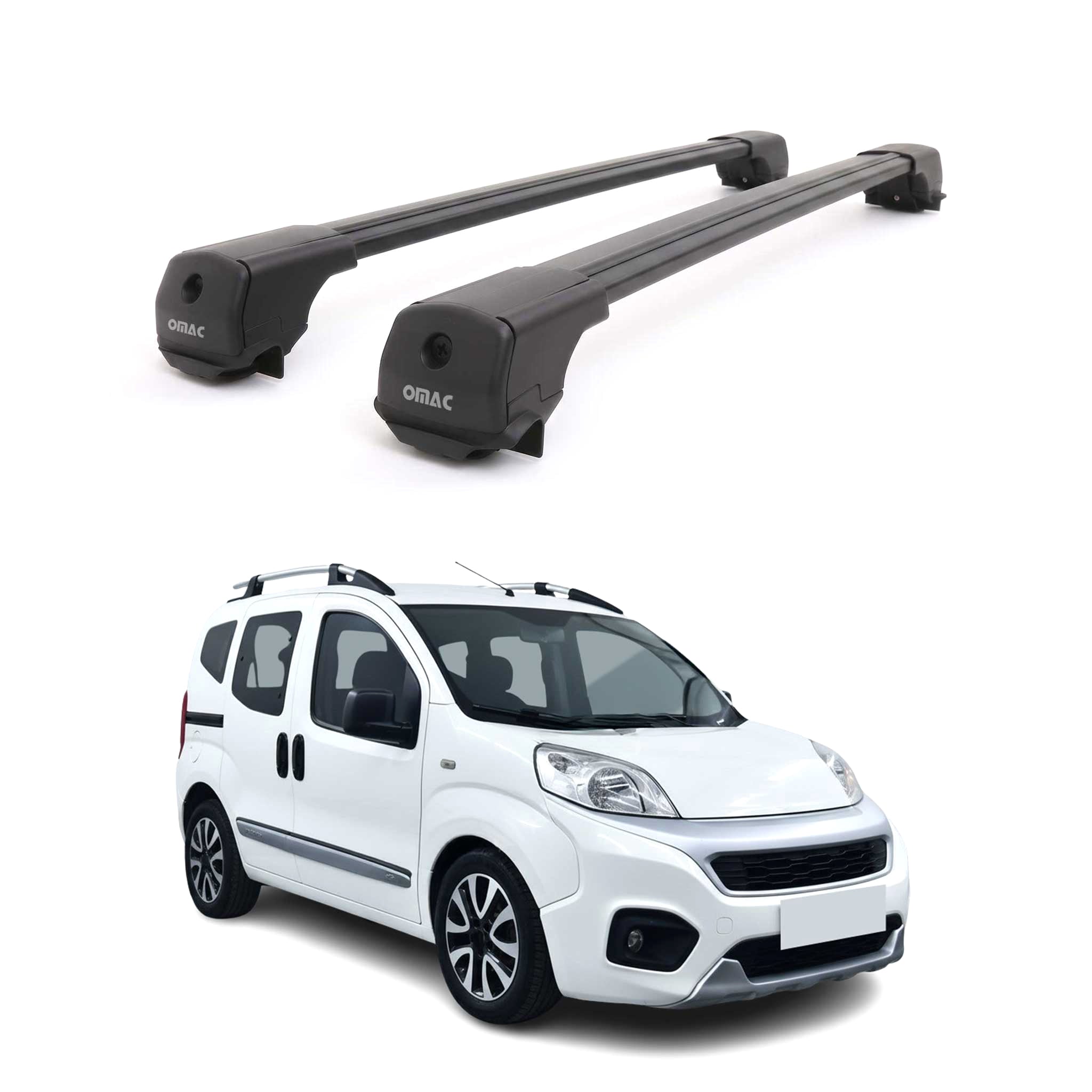 Dachträger Grundträger für Fiat Fiorino / Qubo 2008-2024 Aluminium Schwarz 2tlg