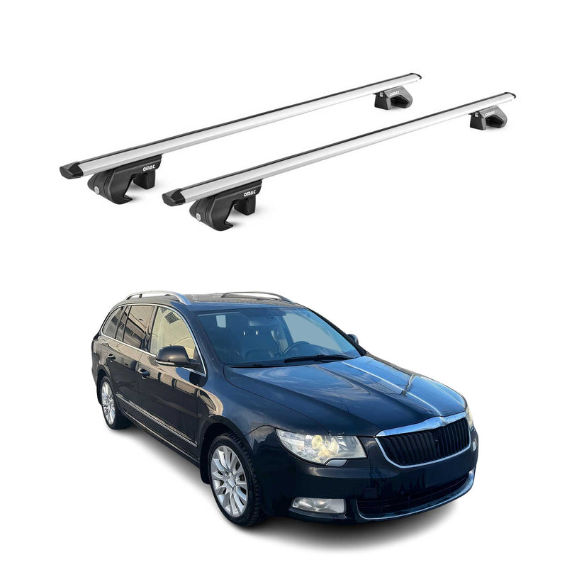 Dachträger Grundtäger für Skoda Superb Kombi 2008-2023 90kg Alu Silber 2 tlg ABE