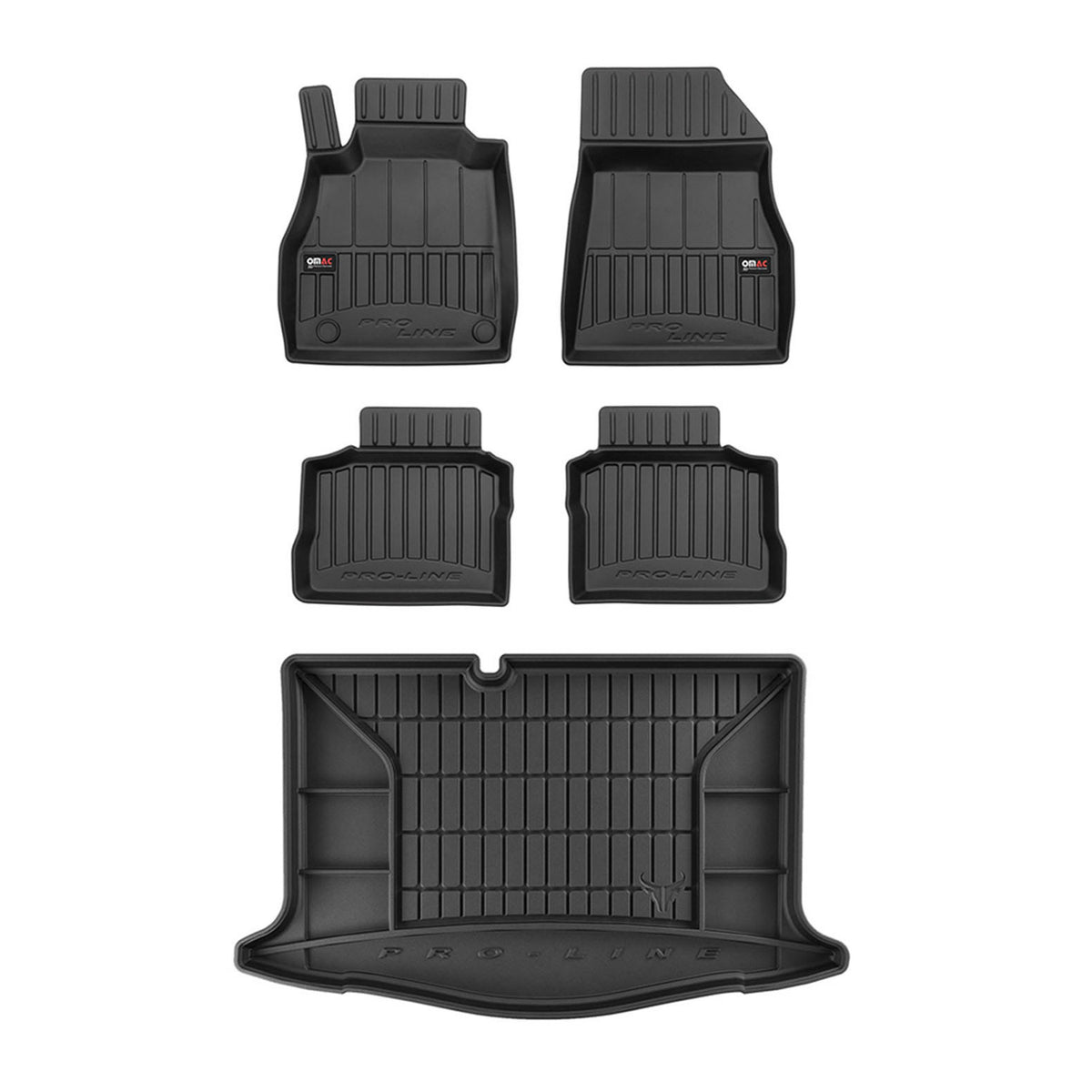 OMAC Fußmatten & Kofferraumwanne Set für Nissan Micra 2016-2024 Gummi Schwarz 5x