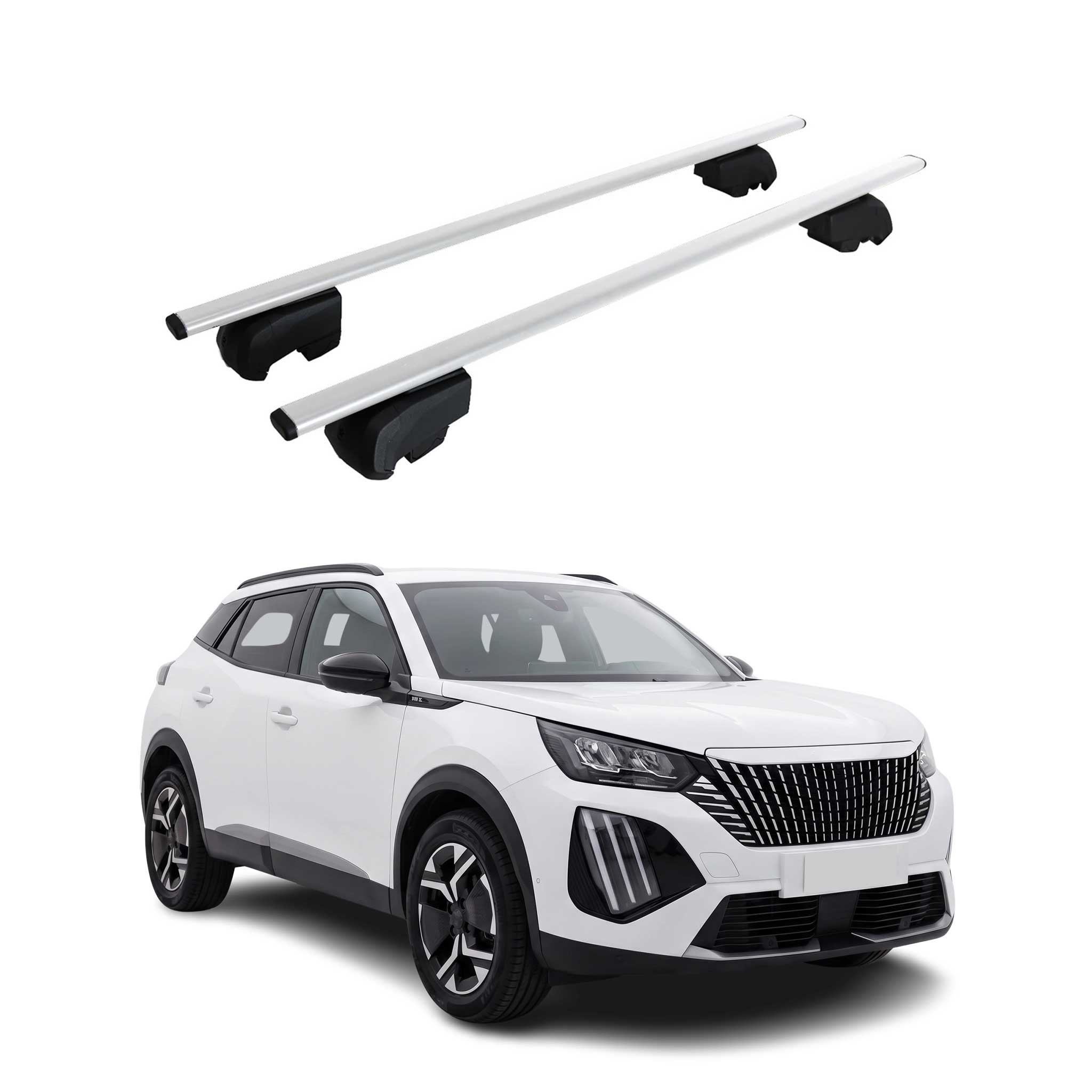 Dachträger Grundträger für Peugeot e-2008 2023-2026 Metall Silber 2tlg
