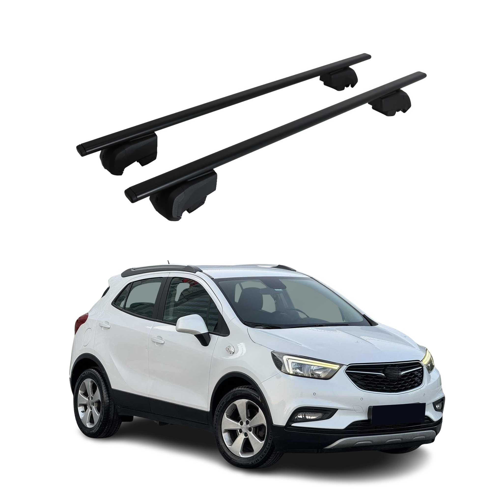 Dachträger Grundtäger für Opel Mokka X 2016-2019 75kg Metall Schwarz 2 tlg