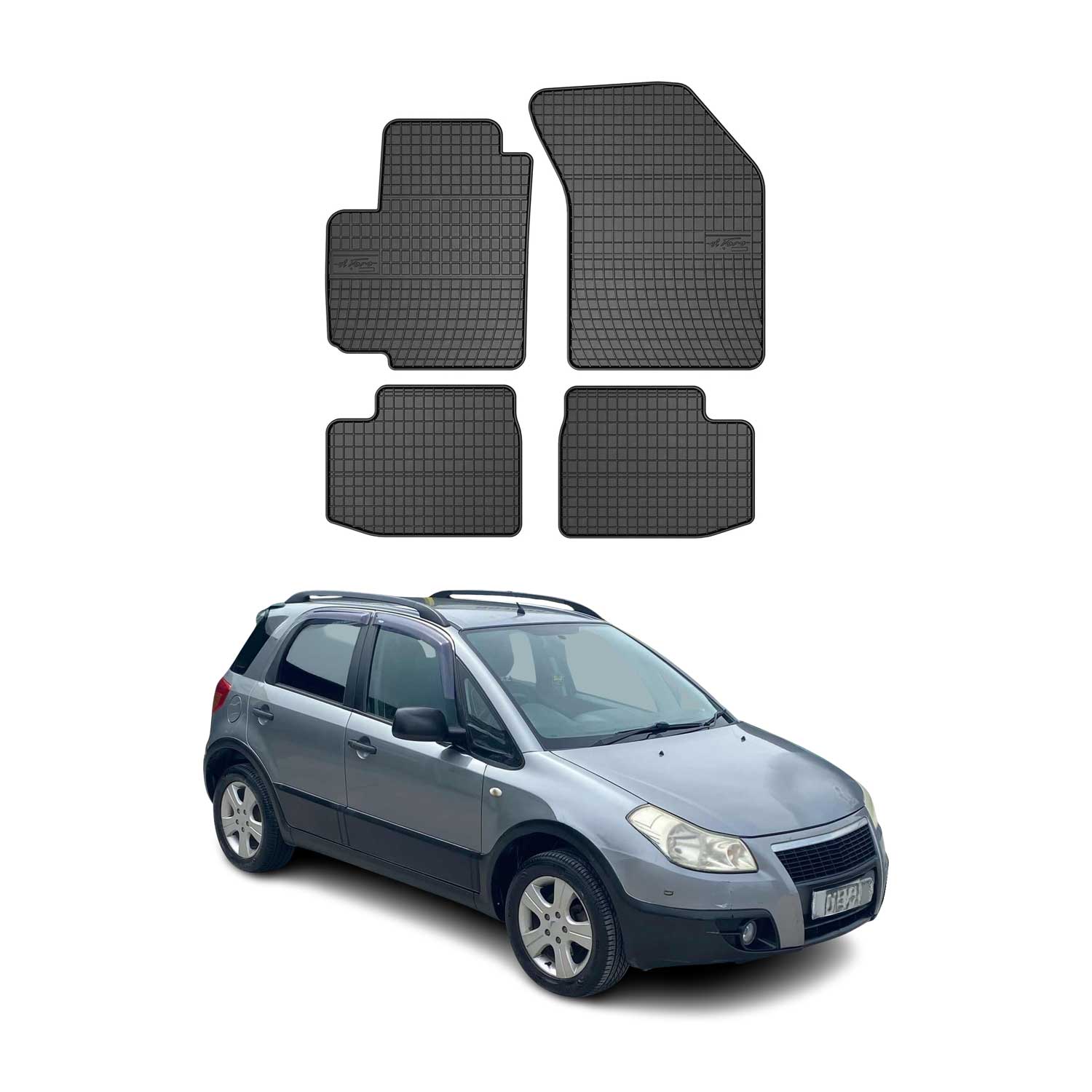 OMAC Gummi Fußmatten für Fiat Sedici 2005-2014 Automatten Gummi Schwarz 4tlg