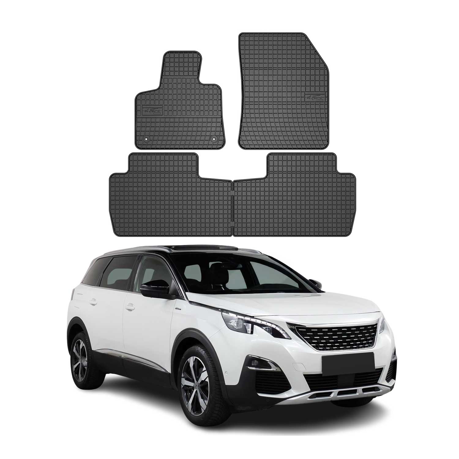 OMAC Gummi Fußmatten für Peugeot 5008 2017-2024 Automatten Gummi Schwarz 4tlg