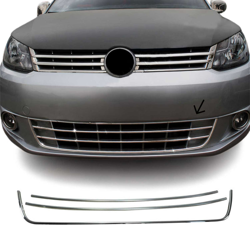 Kühlergrill Leisten Grillleisten für VW Caddy 2010-2015 Edelstahl Silber 3tlg