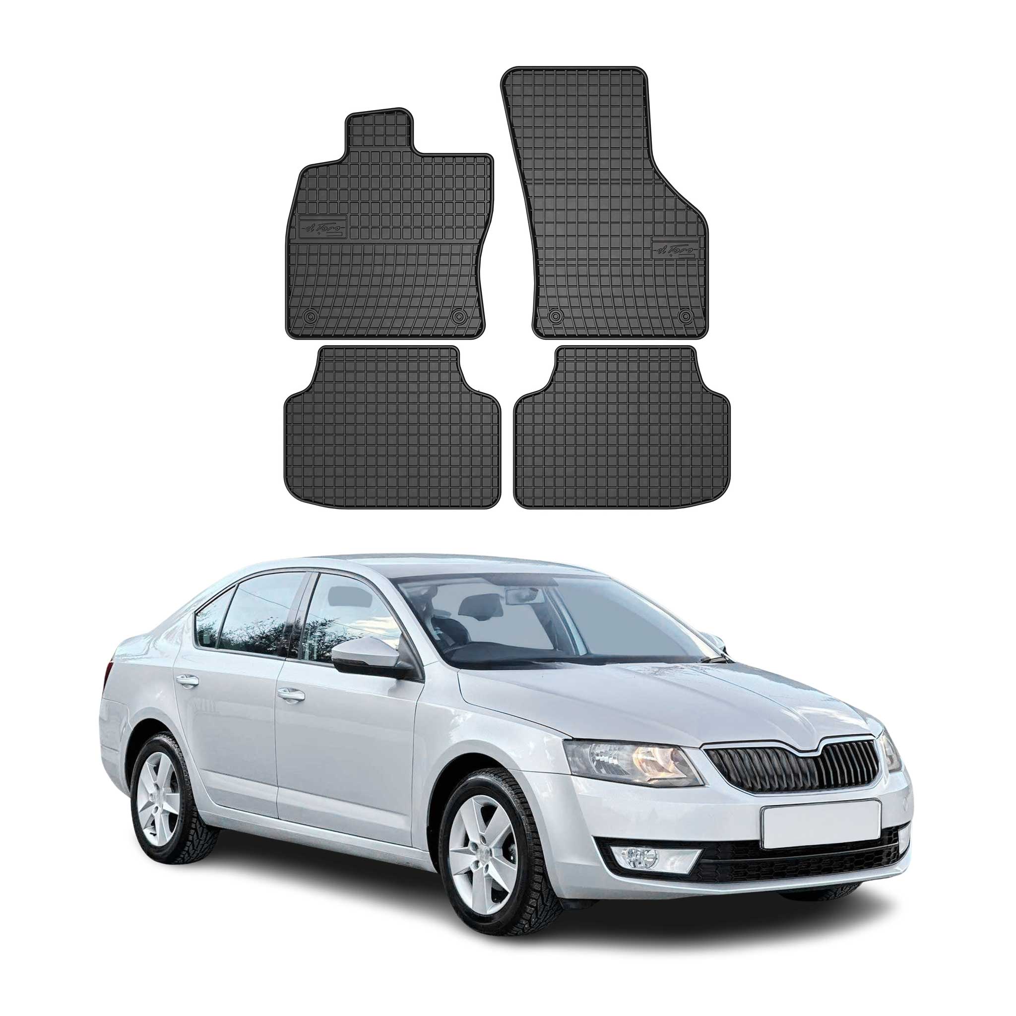 OMAC Gummi Fußmatten für Skoda Octavia 2012-2019 Automatten Gummi Schwarz 4tlg