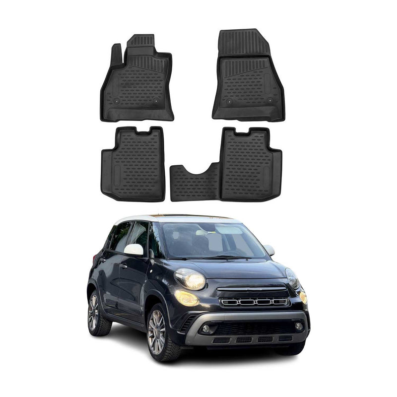 OMAC Gummimatten Fußmatten für Fiat 500L 2012-2024 TPE Automatten Schwarz 4x