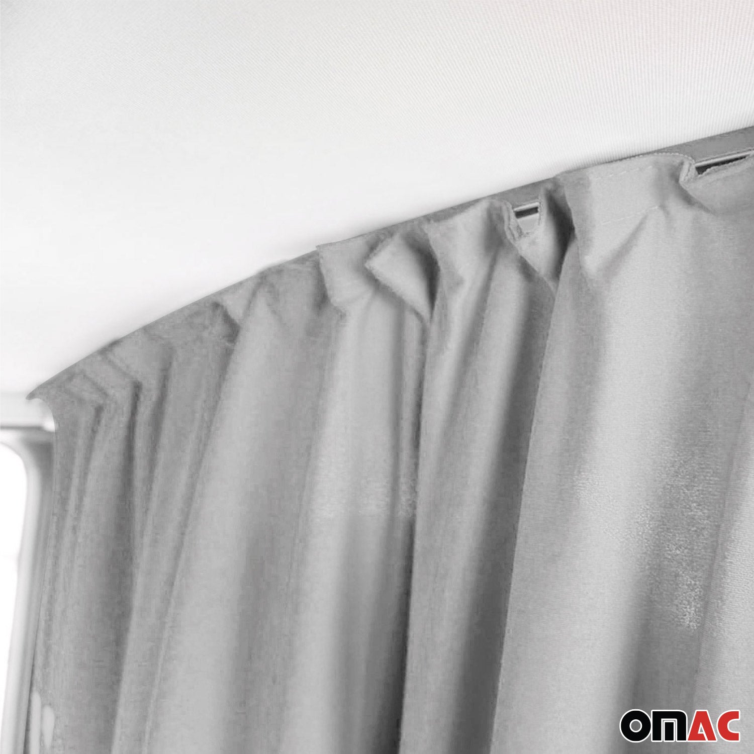 Kabinenvorhang Textil/Polyester Grau, 2 Vorhänge – 1 Profil 180x160 cm