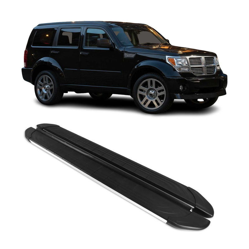 Trittbretter Seitenschweller für Dodge Nitro 2006-2012 Aluminium Schwarz Silber