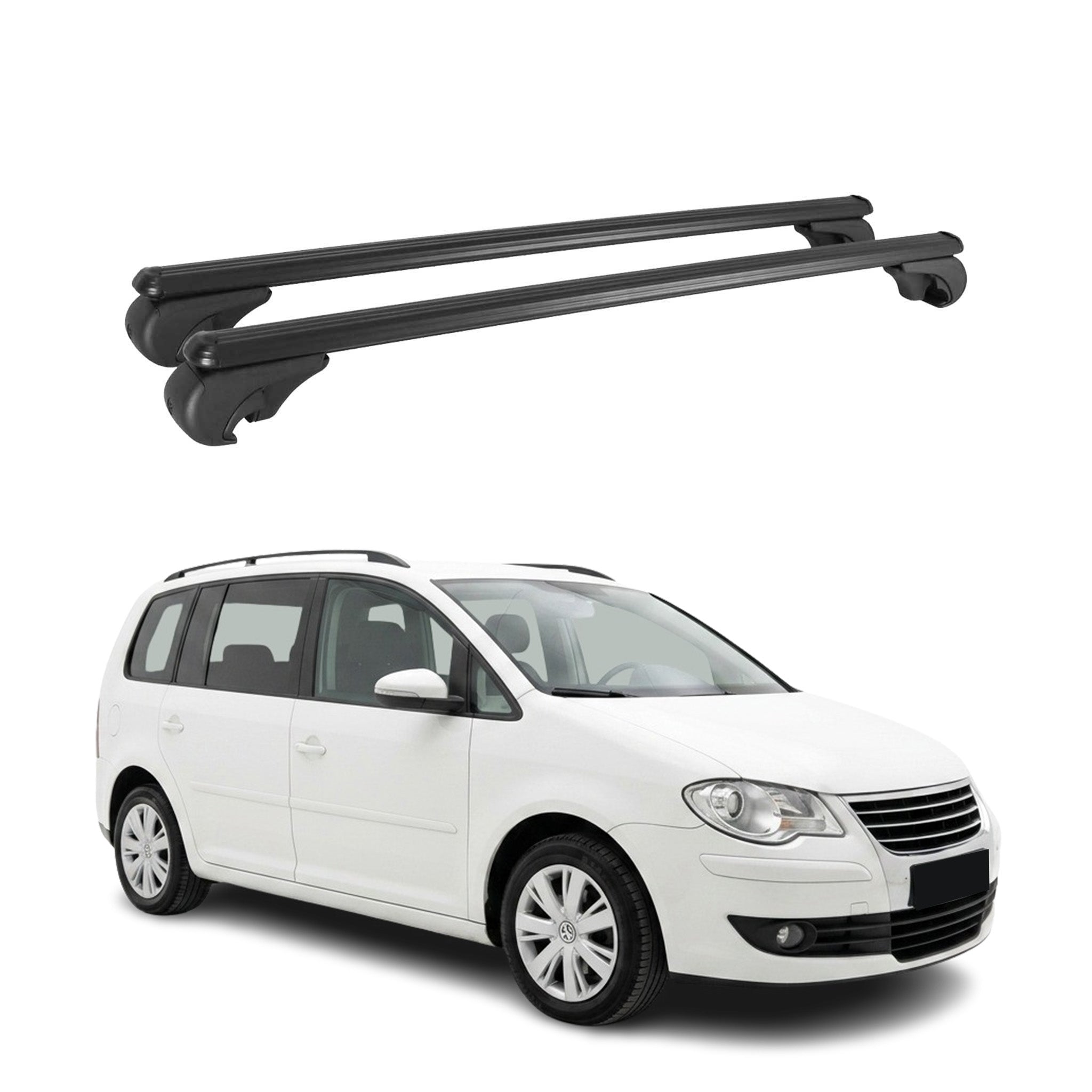 Dachträger Grundtäger für VW Touran I 2003-2015 75kg Aluminium Schwarz 2 tlg