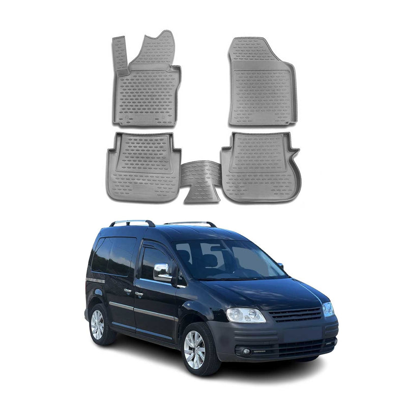 OMAC Gummimatten Fußmatten für VW Caddy 2007-2014 TPE Automatten Grau 4x