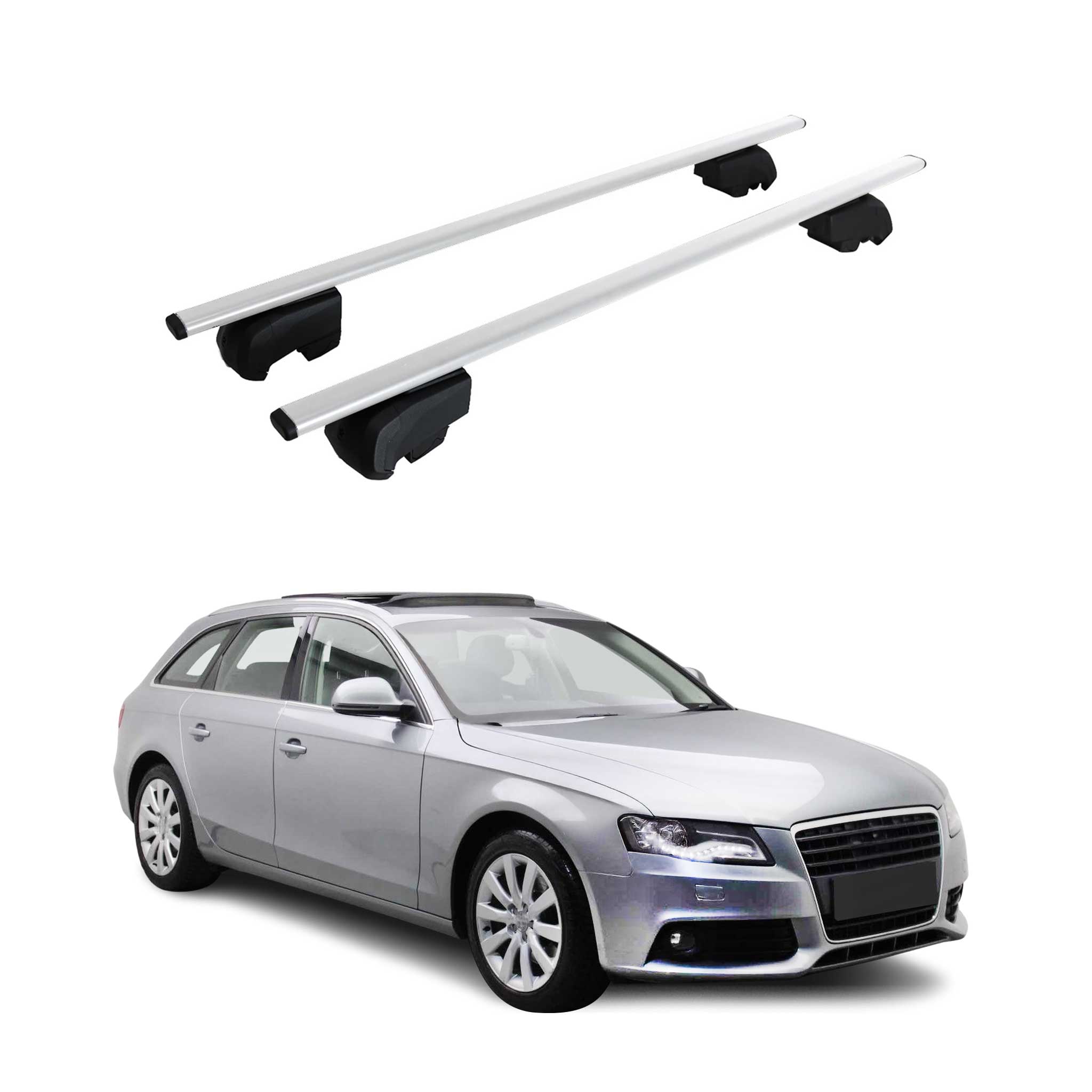 Dachträger Gepäckträger für Audi A4 2008-2015 Querträger ABE Metall Silber 2x