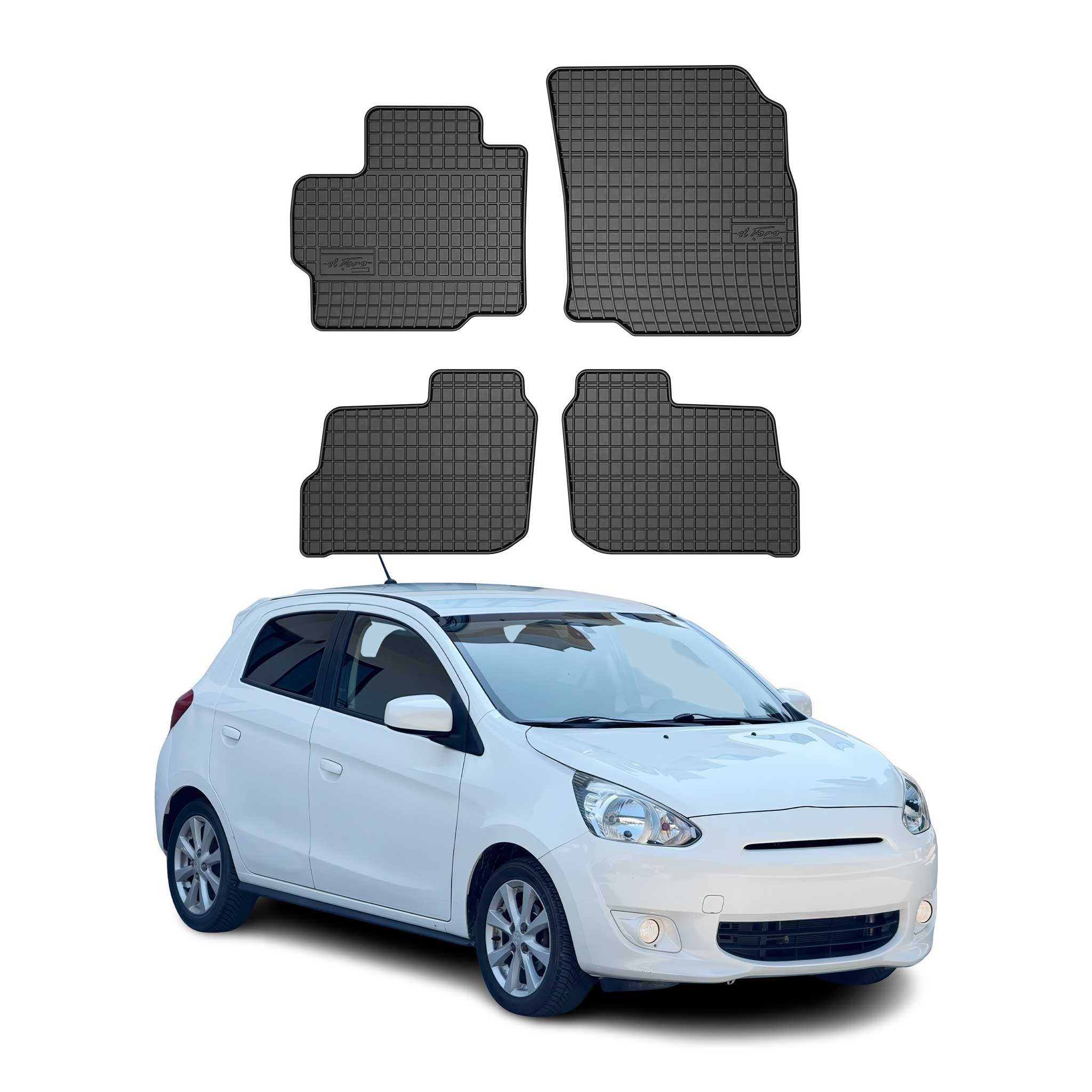 OMAC Gummi Fußmatten für Mitsubishi Space Star 2012-2016 Automatten Schwarz 4x