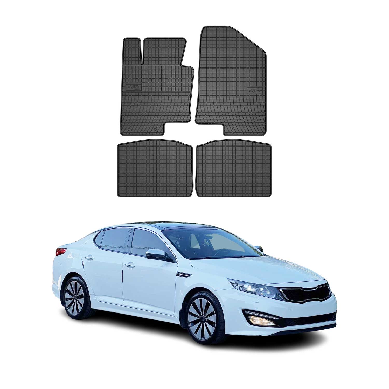OMAC Gummi Fußmatten für Kia Optima 2012-2015 Automatten Gummi Schwarz 4tlg