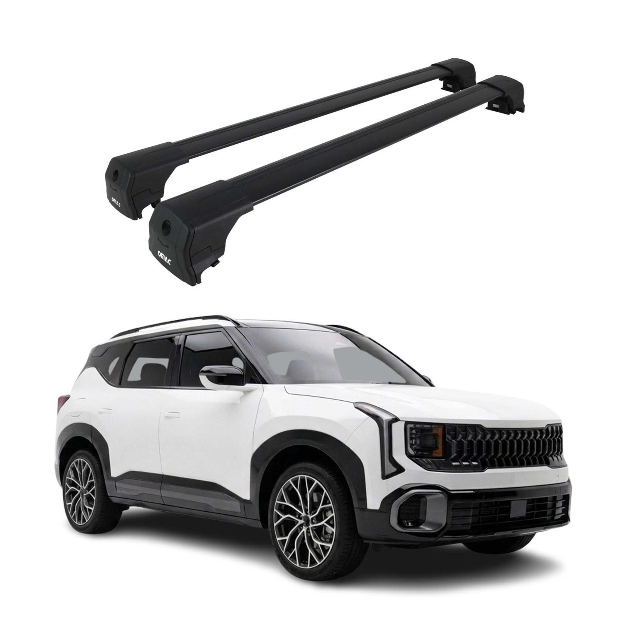 Dachträger Grundtäger für Kia Seltos II 2026-2027 75kg Aluminium Schwarz 2 tlg