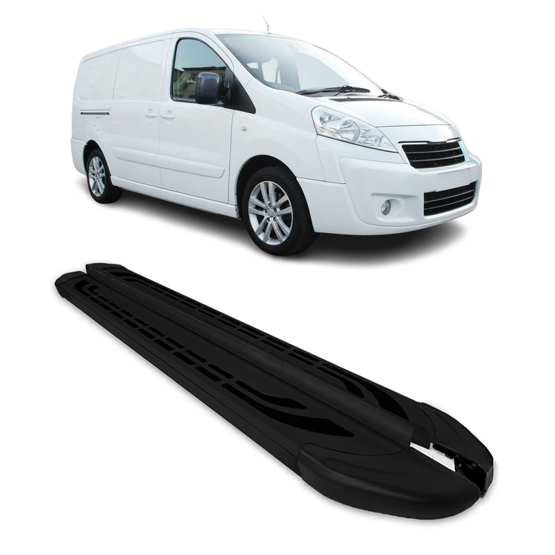 Trittbretter Seitenschweller für Peugeot Expert 2007-2016 L2 Langer Alu Schwarz