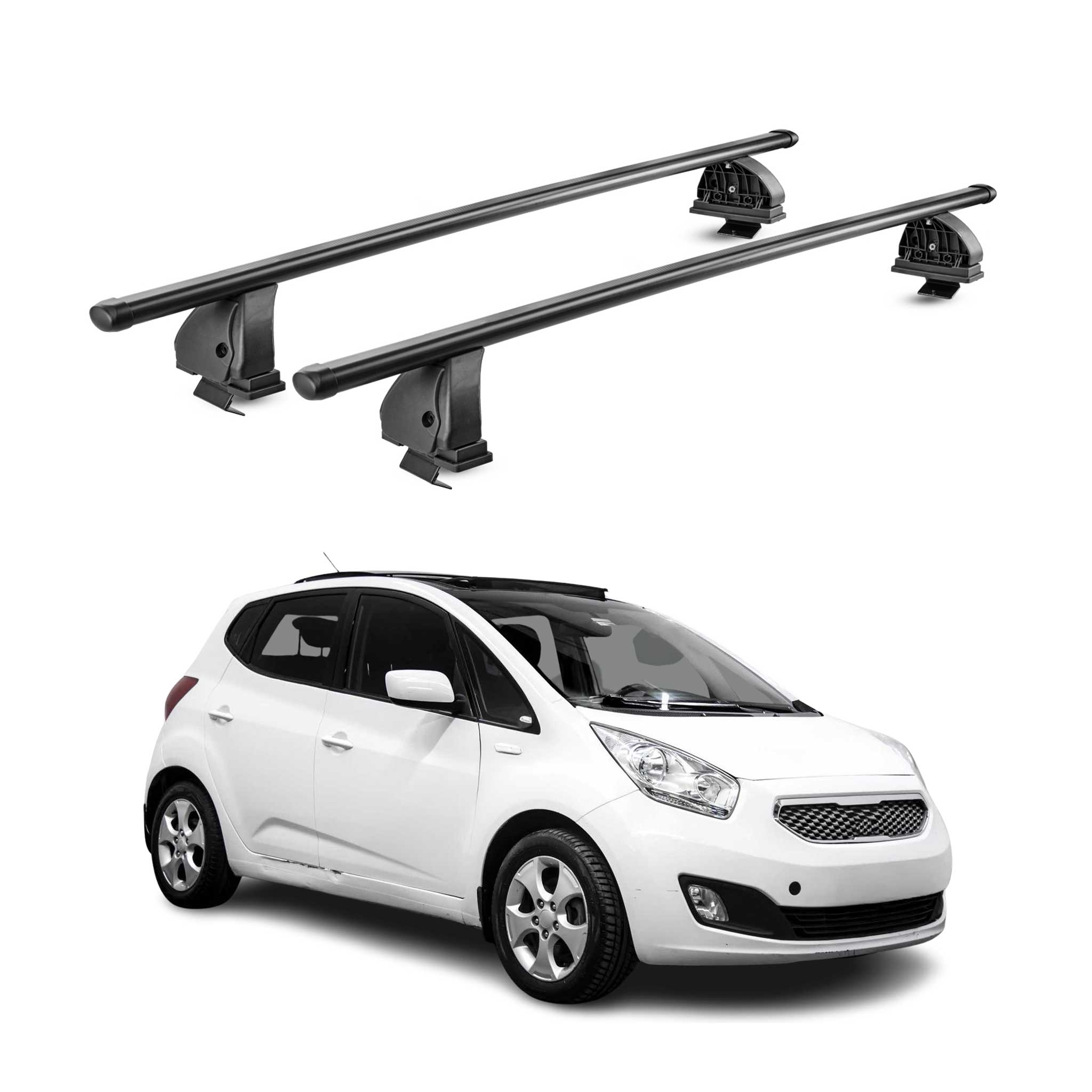 Stahl Dachträger für Kia Venga 2010-2019 TÜV Abschließbar 75 kg 2tlg Schwarz