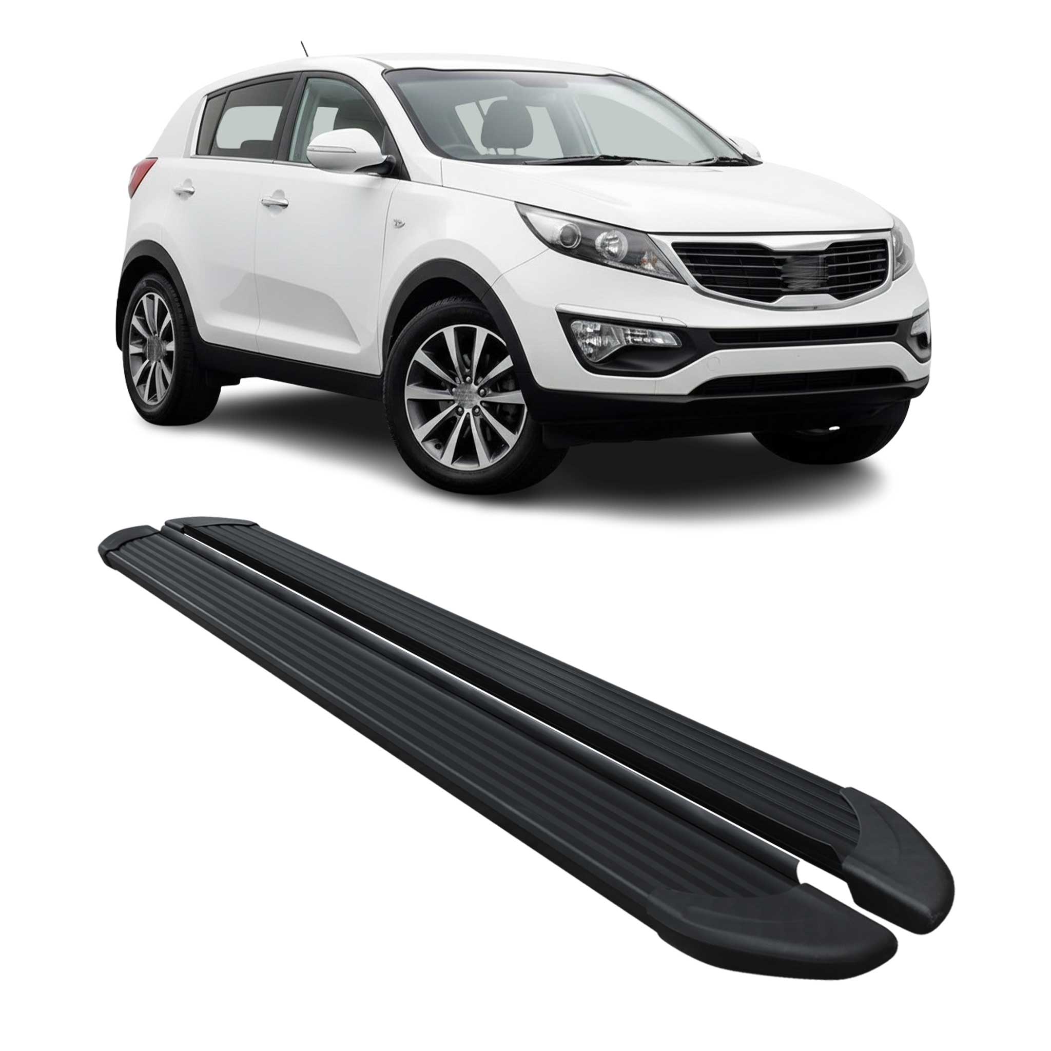 Seitenschweller Trittbretter Schweller für Kia Sportage 2010-2015 Alu Schwarz