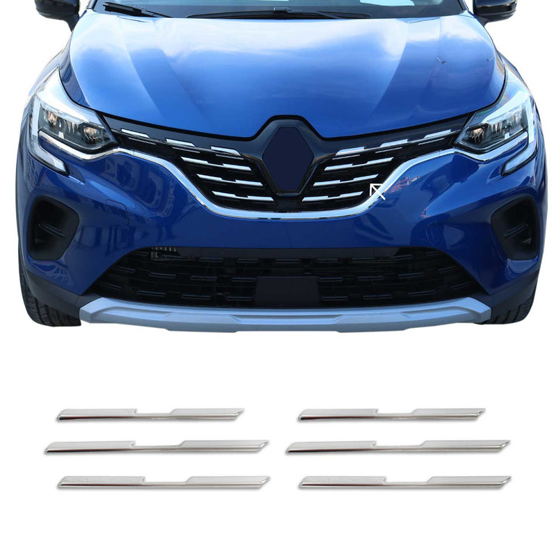 Kühlergrill Leisten Grillleisten für Renault Captur 2020-2025 Chrom Silber 6x