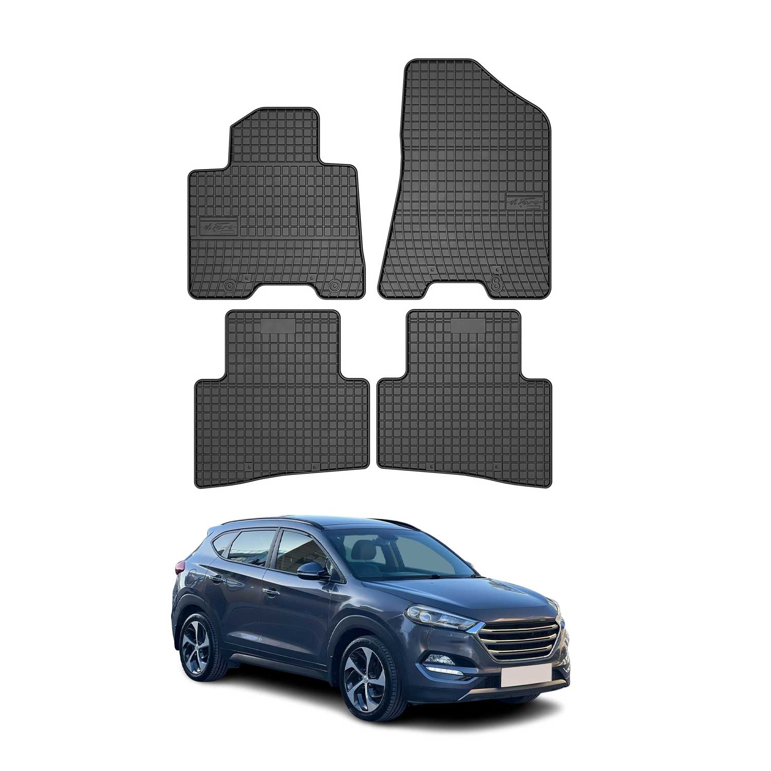 OMAC Gummi Fußmatten für Hyundai Tucson 2015-2020 Automatten Gummi Schwarz 4tlg