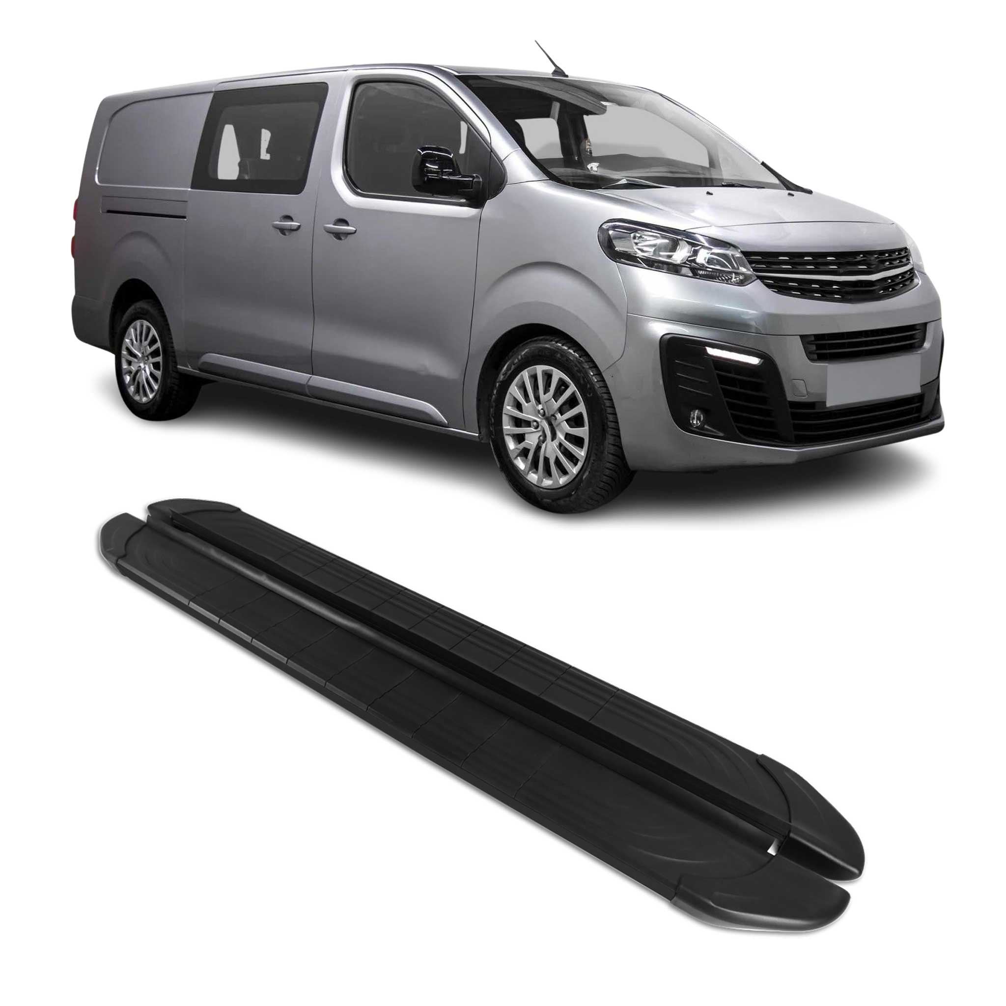 Trittbretter Seitenschweller für Opel Vivaro C 2019-2026 L2 L3 Aluminium Schwarz
