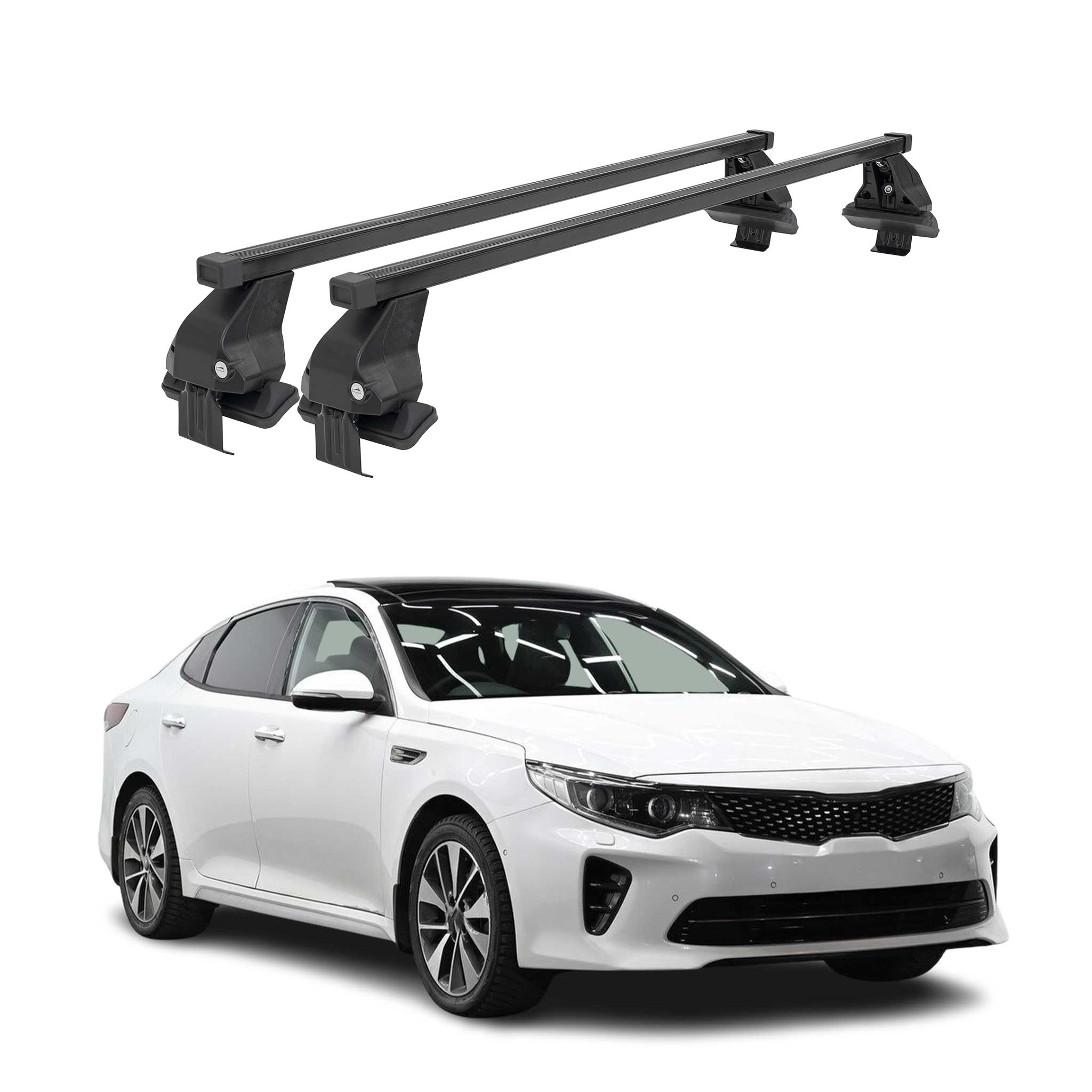 Menabo Dachträger Grundtäger für Kia Optima 2015-2020 50kg Stahl Schwarz 2 tlg