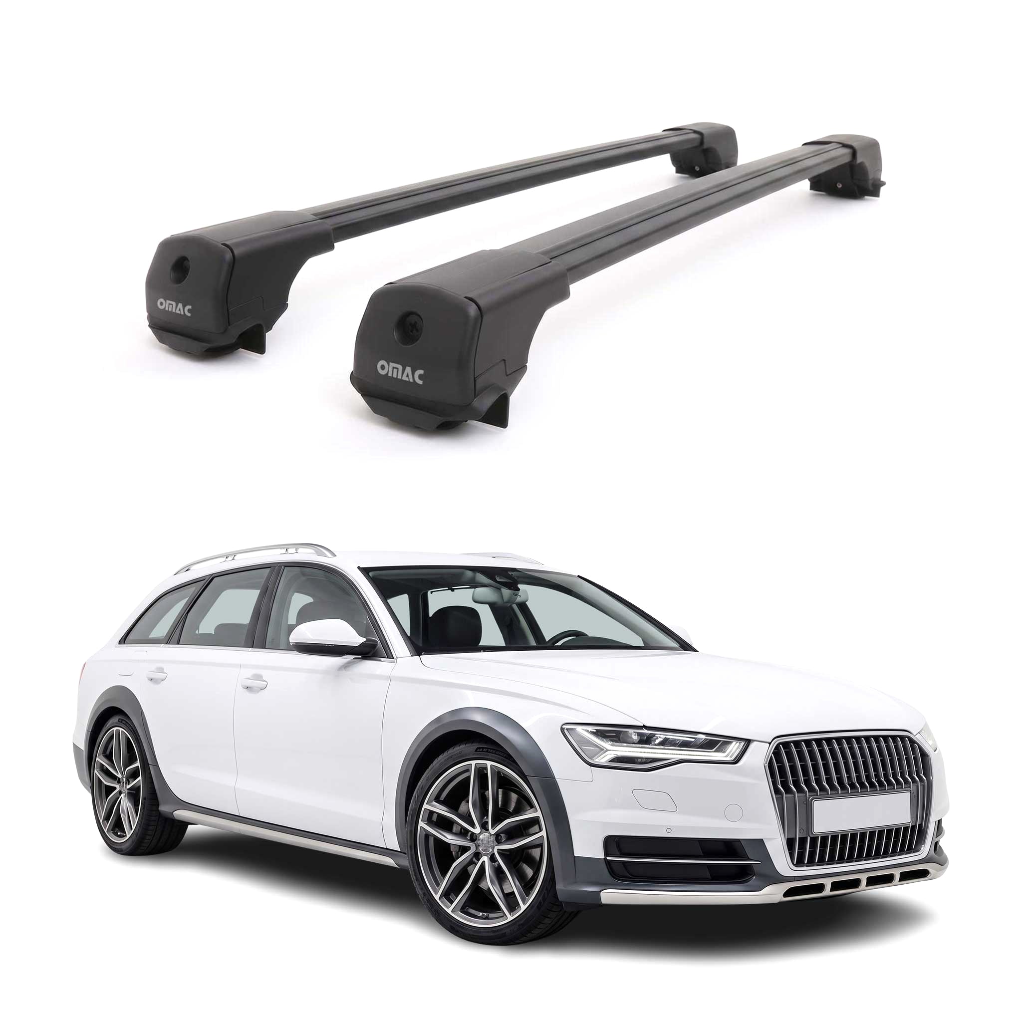 Dachträger Grundträger für Audi A6 C7 Allroad 2012-2018 Aluminium Schwarz 2tlg