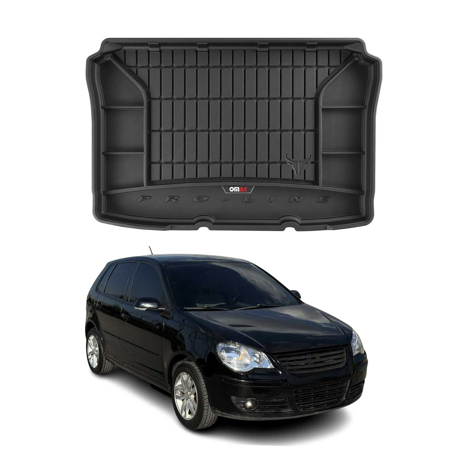 OMAC Gummi Kofferraumwanne für VW Polo 2001-2009 3tür TPE Laderaumwanne Schwarz