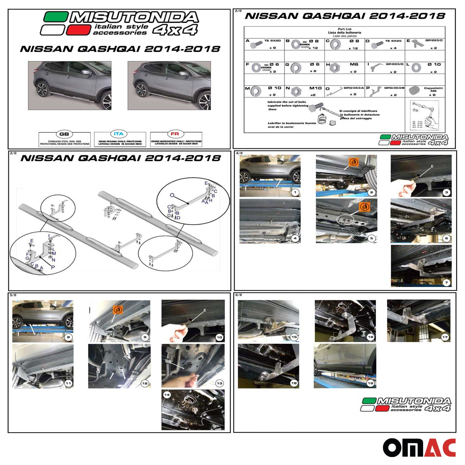 Edelstahl Seitenschweller Schwellerrohre für Nissan Qashqai 2014-2021 Schwarz