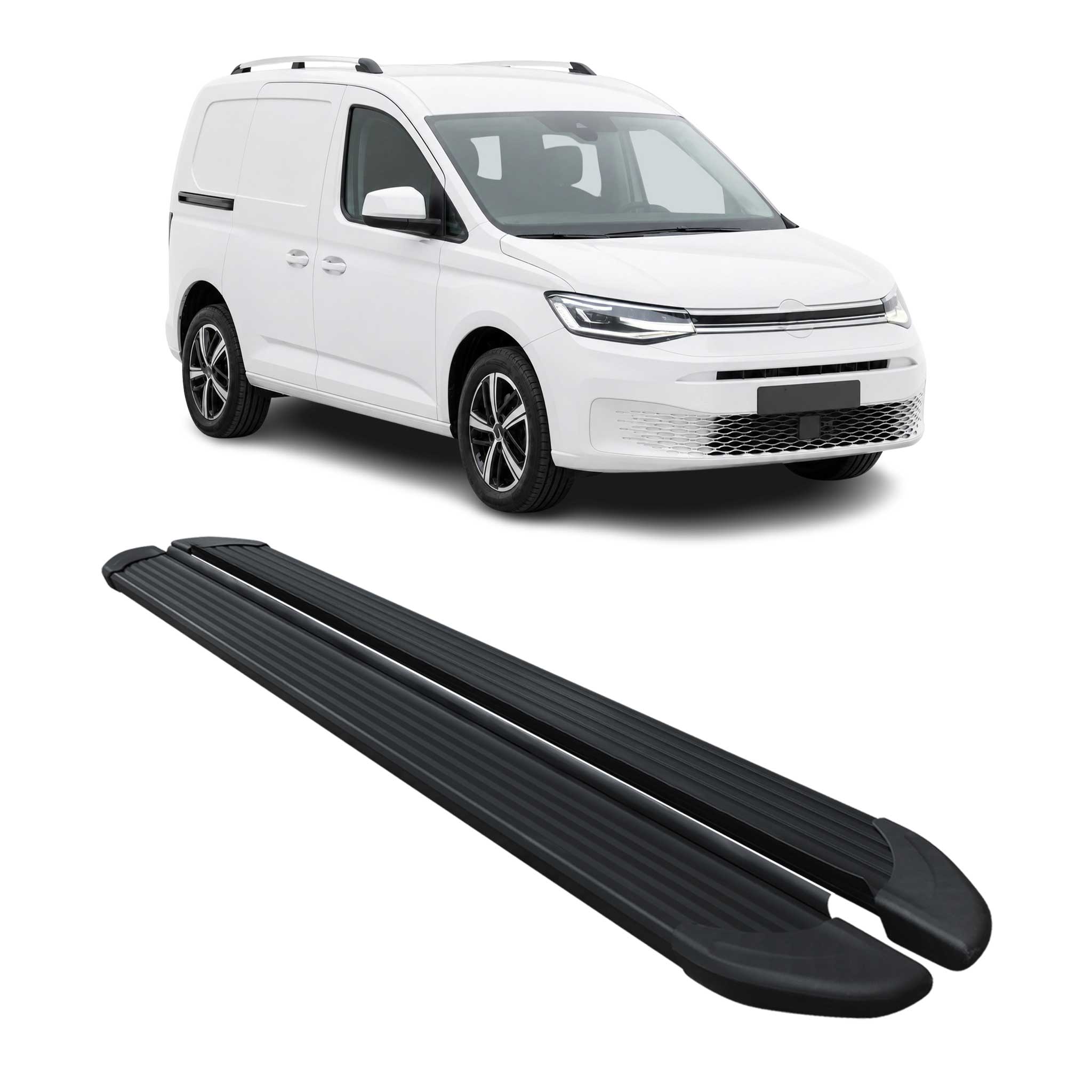 Trittbretter Seitenschweller für VW Caddy Maxi 2020-2026 L2 Aluminium Schwarz
