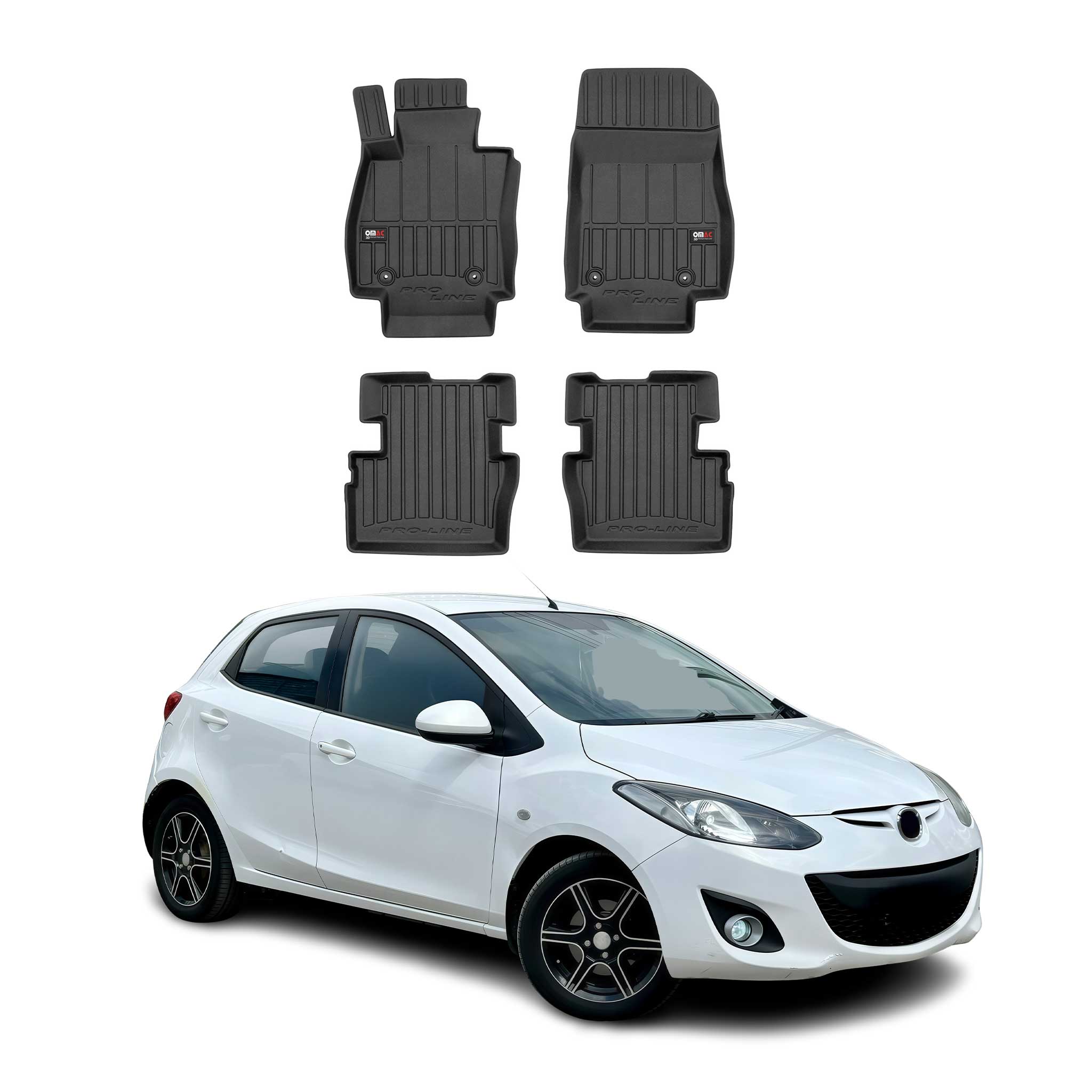 OMAC Gummi Fußmatten für Mazda 2 2015-2026 Premium TPE 3D Automatten Schwarz 4x