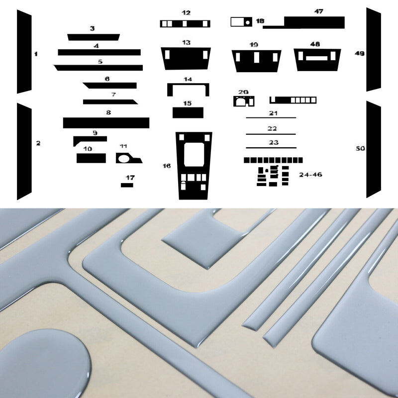 Innenraum Dekor Cockpit für Mercedes E Klasse W124 1985-1995 Aluminium Optik 50x