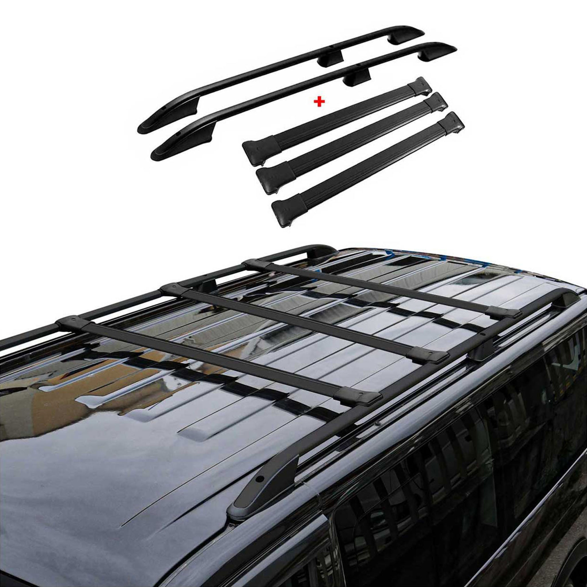 Dachreling + Dachträger für Fiat Talento 2016-2024 L2 Langer RS Alu Schwarz 5x