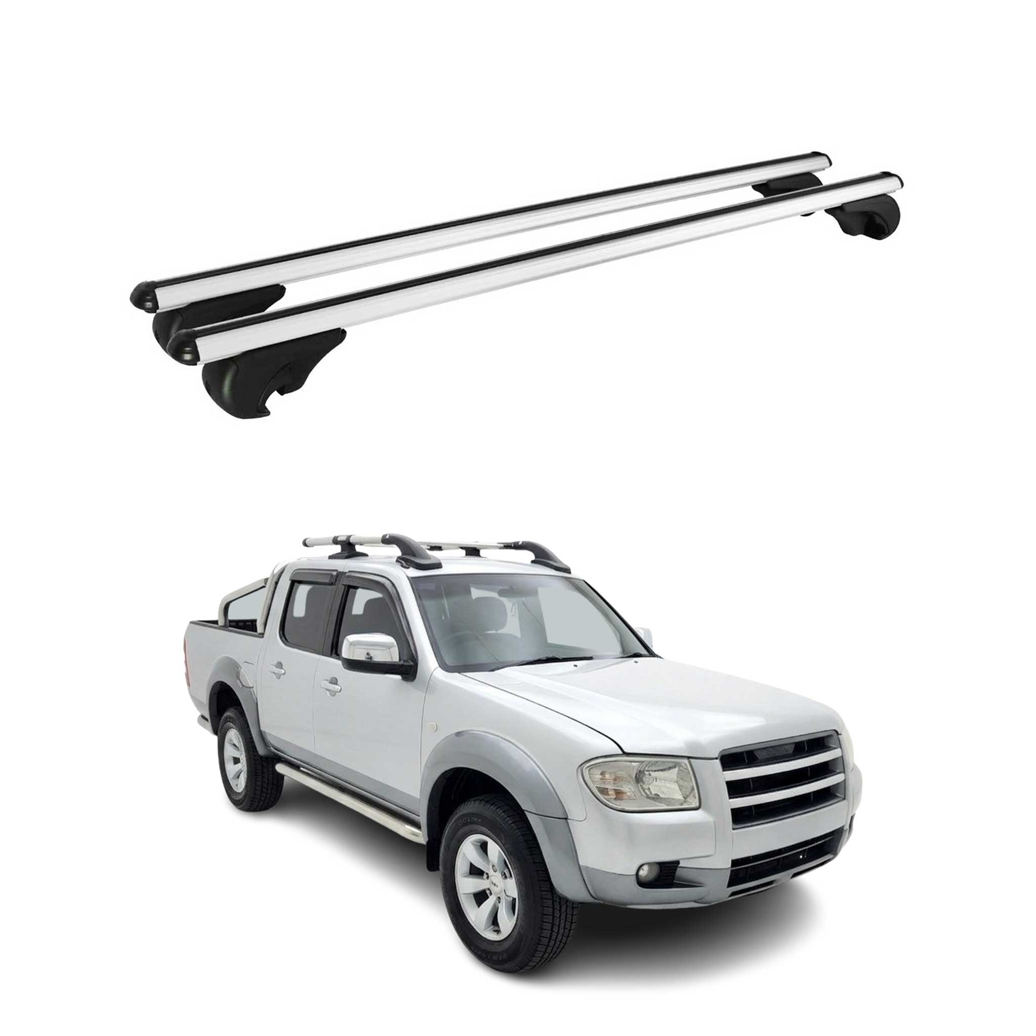 Dachträger Grundträger für Ford Ranger II 2006-2011 TÜV Aluminium Silber 2tlg