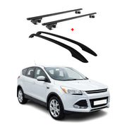 Dachreling + Dachträger Satz für Ford Kuga II 2012-2019 Alu Schwarz 4x